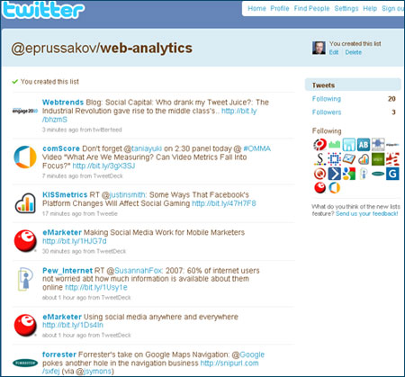 Web Analytics Twitter List