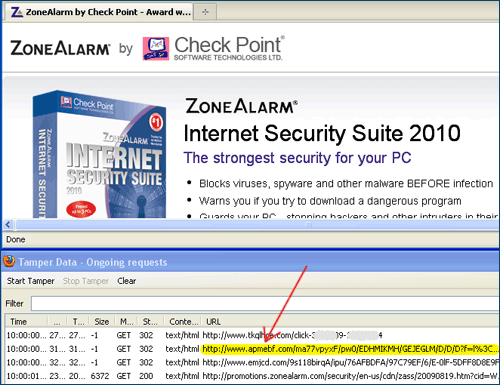 ZoneAlarm affiliate cookie