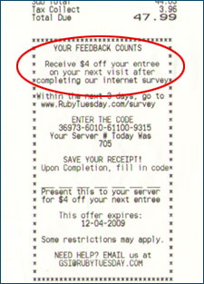 Ruby Tuesday feedback