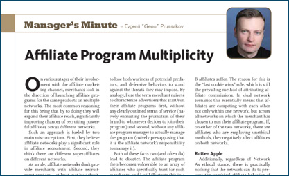 Affiliate program on multiple networks article