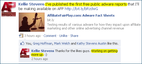 Kellie Stevens publishes her free public adware reports