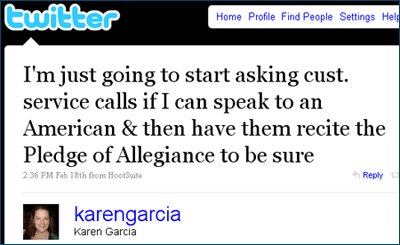 Tweet about customer service