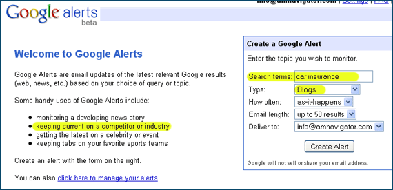 Google Alerts for Affiliate Recruitment