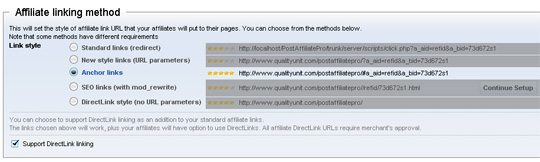 Post Affiliate Pro Affiliate Linking Methods