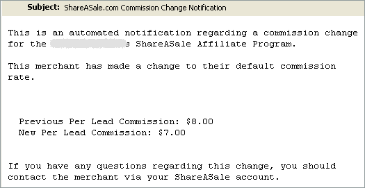 ShareASale affiliate program commission drop