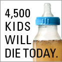 4500 kids will die today banner
