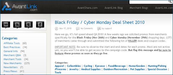 AvantLink Black Friday and Cyber Monday Deals