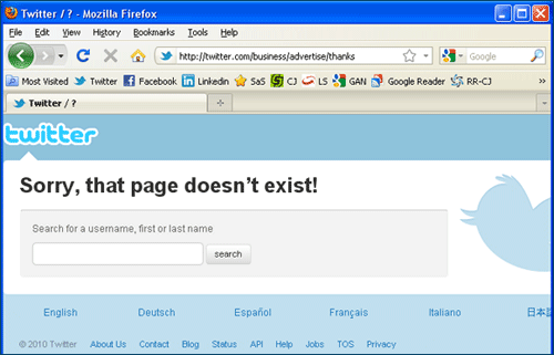 Thank you page doesn't exist