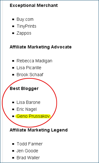 Best Blogger 2011 Pinacle Awards finalists