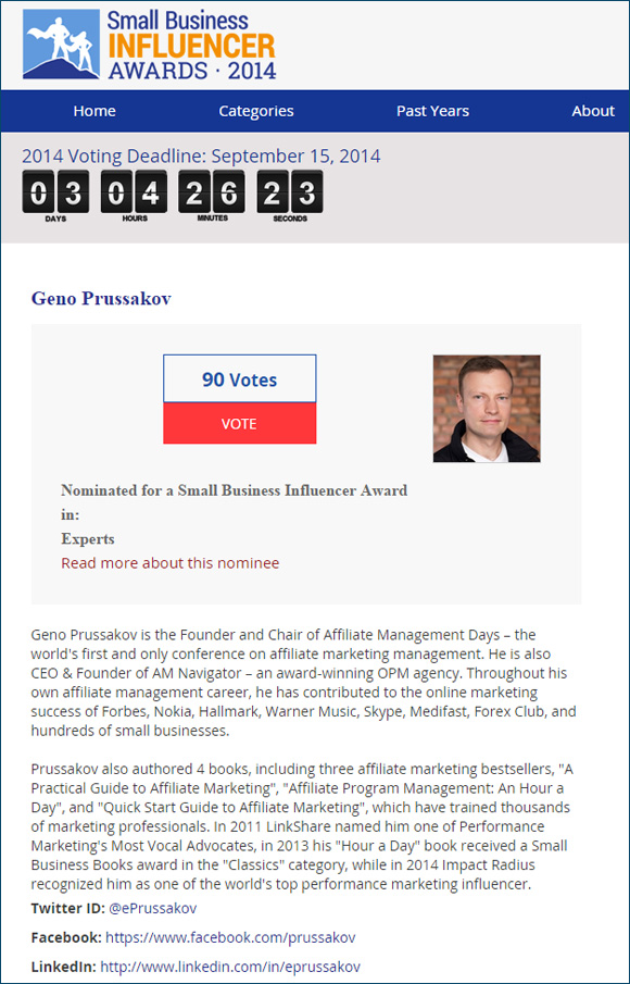 Prussakov as SMB Influencer 2014