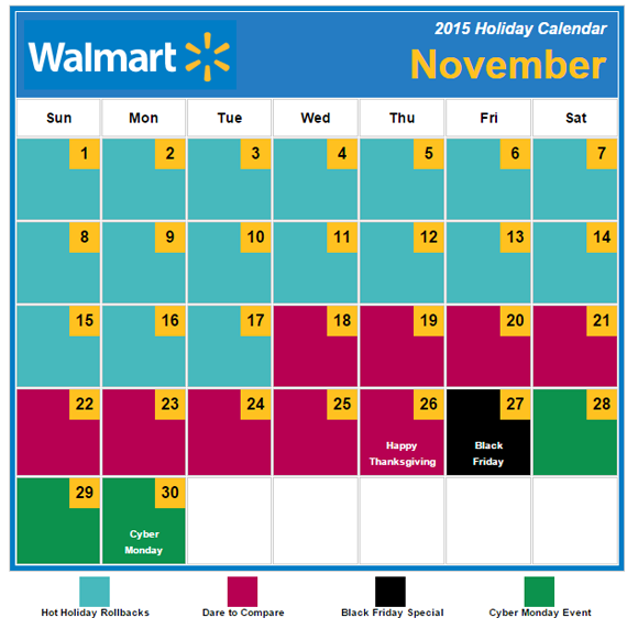 Walmart affiliate calendar