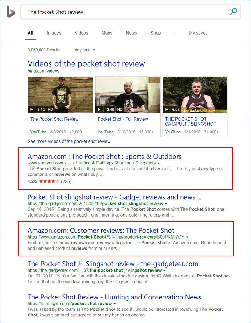 Bing SERPs