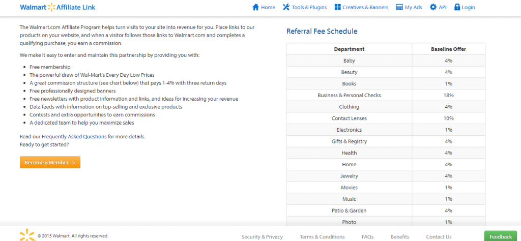 Walmart affiliate commissions