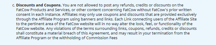 FatCow Coupons & Discounts Policy