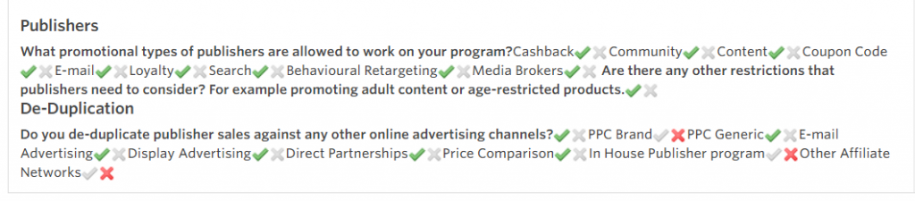 Rules on affiliate promotional methods