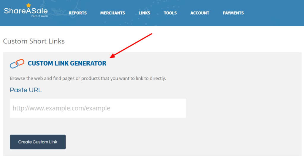 ShareASale custom link tool