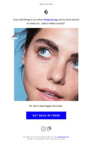 Glossier ecommerce cart abandonment email