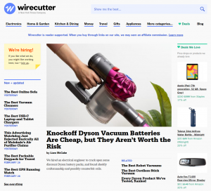 Wirecutter example of content affiliate